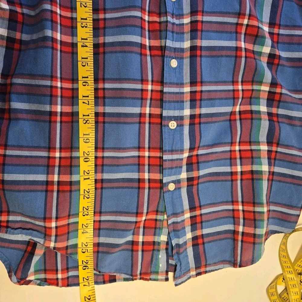 Polo Ralph Lauren Blue Plaid Oxford Shirt Boys Size XL Shirt Sleeve Button‎ Up